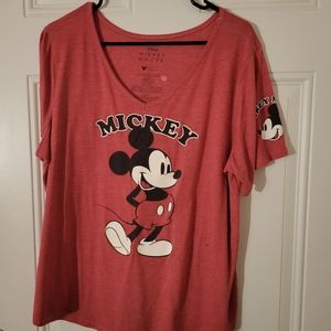 Red Heathered Womens Mickey Mouse Shirt